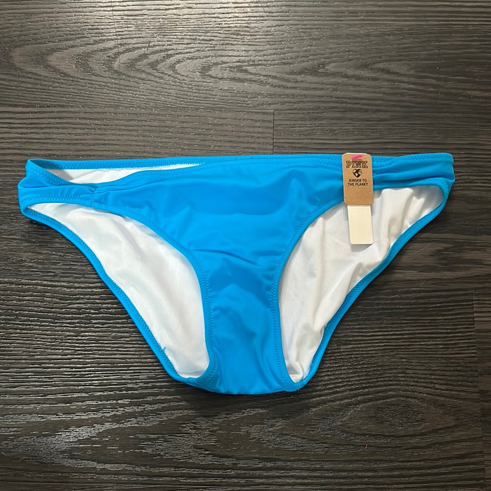 NWT VS PINK Turquoise Blue Swimsuit Bottom. Size Large
